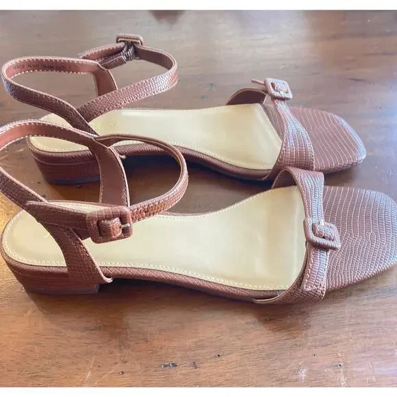 J Crew Factory Wm's Textured Ankle-Strap Sandals Brown Sz 7 NWOB - Picture 3 of 6